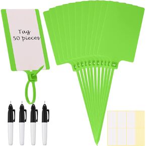 Waterproof Plastic Tags with Marker Pens and Sticker Labels, Self Locking Bag Writable Tags with Wire Cable Ties for Luggage(Multi Colors,50 Pieces)