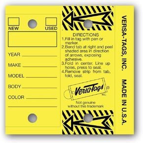 Versa-Tags Genuine Key Tags - Half-Pack - 125 Key Tags & Key Rings (Yellow)