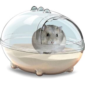 Hamster Bathroom,Hamster Bathtub Box,dust Bath for Hamster,Hamster Sand Bath Container,Hamster Bath,Hamster Bathing Bowl,Transparent Beds,Hamster Bathtub Toilet for Hamster Accessories (S)