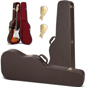 CAHAYA Electric Guitar Hardshell Case ST Electric Guitar Bag 0.98inch Thick Padded Portable Guitar Case with Lock and 2 Keys, Black CY0343