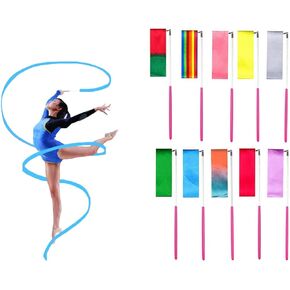 10 Pieces 2 Meters Rhythmic Gymnastics Dance Ribbons, Girls Dance Rainbow Streamers,CE and EN71 Approved, for Unicorn Mermaid Princess Birthday Dancing Party Favors Bags Kids Classroom Prize