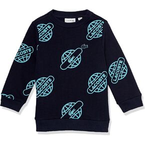 Lacoste Kids' Allover Globe Print Crewneck Sweatshirt