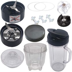 Replacement Juicer parts 14 in1 set inculde ice crusher blade cross blade with 16oz/22oz cup inculde cup seal lid,Compatible with Magic Bullet Blender Juicer Mixer MB 1001 /MB 1001B
