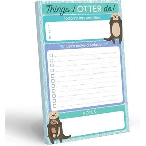 Daily To Do List Notepad - 50 Sheets 5.5 x 8.5" Productivity Task Planner and Habit Tracker Pad - Cute Otter Gift Idea and Office Supplies to Reach Goals and Track Tasks and Appointments