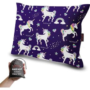 X-Foam Kids Inflatable Camping Pillow Lite w. Removable Foaming Cover for Girls | Unicorn | Comfortable, Washable, Ultralight, Portable | Backpacking, Hiking, Travel, Air, Sleepover, Scouts