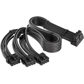 محول الزاوية اليمنى 12VHPWR 90 درجة لـ Corsair 12VHPWR 16AWG 600W PCIE 5.0 12+4 16 Pin لـ RTX 4090 4080 3090TI 4070Ti GPU، 3X 8 Pin فقط لإمدادات الطاقة المعيارية Corsair (النوع A)
