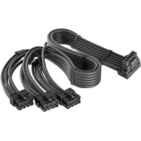 12VHPWR 90 Degree Right Angle Adapter for Corsair 12VHPWR 16AWG 600W PCIE 5.0 12+4 16 Pin for RTX 4090 4080 3090TI 4070Ti GPU, 3X 8 Pin ONLY for Corsair Modular Power Supply (Type A)