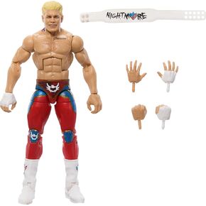 مجموعة شخصيات وإكسسوارات WWE Top Picks Elite، "The American Nightmare" كودي رودز مقاس 6 بوصات قابلة للتجميع مع أيدي قابلة للتبديل، ترس حلقي و25 نقطة مفصلية
