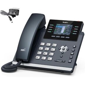Yealink SIP-T44W-PSU – 1301213 - WI-Fi IP Phone - Power Adapter Included -12 VoIP Accounts. 2.8-Inch Color Display. Dual-Port Gigabit Ethernet, PoE