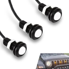 3 PCS Car LED Eagle Eye Light, 18mm COB Chip 6500K 150LM Plug and Play High Thermal Conductivity Metal Shell Reversing Light, Lighting Accessories, Suitable for Most Cars (Yellow Light)