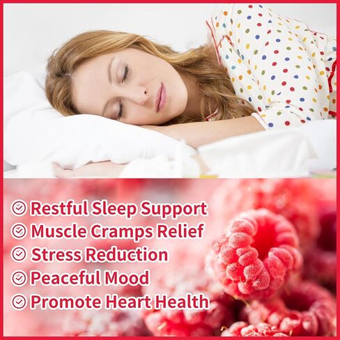 90 علكة جليسينات المغنيسيوم 1000 ملغ - مكمل بوتاسيوم المغنيسيوم الخالي من السكر مع فيتامين د، ب6، مرافق الإنزيم Q10 للمزاج الهادئ ودعم النوم - 90 علكة توت العليق in Kuwait