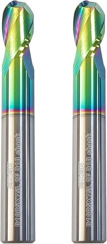 Tools DLC Ball Nose Carbide End Mill, Milling Cutter with Diamond-Like Coating, CNC Cutting Tools for Aluminum, Copper, Magnesium Alloys, Composite Materials, 2 Flute, Machining Set 10mm in Saudi Arabia