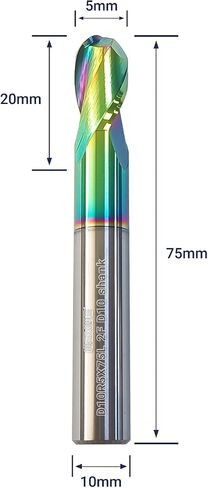Tools DLC Ball Nose Carbide End Mill, Milling Cutter with Diamond-Like Coating, CNC Cutting Tools for Aluminum, Copper, Magnesium Alloys, Composite Materials, 2 Flute, Machining Set 10mm in Saudi Arabia