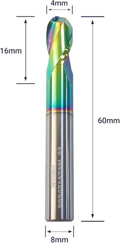 أدوات مطحنة نهاية كربيد كروية من DLC، قاطعة طحن مع طلاء يشبه الماس، أدوات قطع CNC للألمنيوم والنحاس وسبائك المغنيسيوم والمواد المركبة، 2 فلوت، مجموعة تصنيع 10 مم in Kuwait