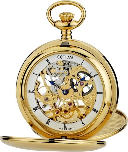 Men's Gold-Tone Double Cover Exhibition Mechanical Pocket Watch # GWC18804G in Kuwait
