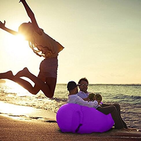 Inflatable Lounger with Carrying Bag & Pockets for Indoors/Outdoors - Inflatable Couch & Air Chair with Headrest & Securing Stake- for Camping Beach or Pool in Saudi Arabia