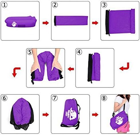 Inflatable Lounger with Carrying Bag & Pockets for Indoors/Outdoors - Inflatable Couch & Air Chair with Headrest & Securing Stake- for Camping Beach or Pool in Saudi Arabia