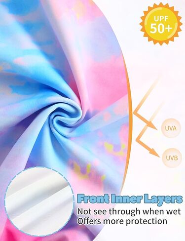 TENVDA Girls Swimsuit Long Sleeve Rash Guard Sets UPF 50+ Two Piece Bathing Suits Size 3-12 Years in Kuwait