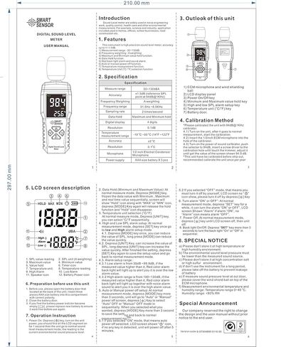 مقياس مستوى الصوت المحمول، مقياس ديسيبل LCD، مقياس ضوضاء رقمي صغير، اختبار ديسيبل، إنذار ديسيبل، مع إنذار ضوء أسود أحمر وإنذار صوتي، نطاق 30-130 ديسيبل in Kuwait