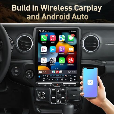 Android 13 Car Radio Stereo for Jeep Wrangler JL/Gladiator 2018-2023 Auto A/C Head Unit Replacement with 12.1″ T-Style 6GB RAM+64GB ROM Carplay/Bluetooth 5.0 Support DSP/WiFi/SWC/Optical Fiber Output in Saudi Arabia