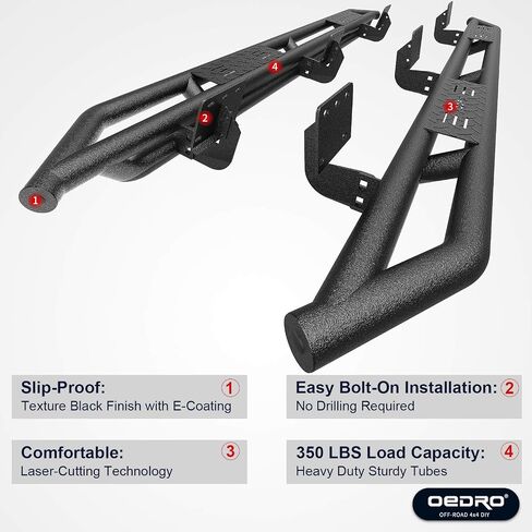 لوحات تشغيل OEDRO مقاس 6 بوصات متوافقة مع 2019-2024 Dodge Ram 1500 New Body Quad Cab، وخطوات جانبية للشاحنة، وألواح قابلة للطلاء، وشريط Nerf محكم in Saudi Arabia