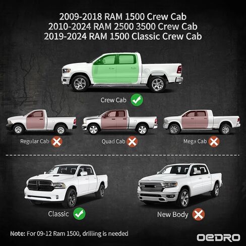 OEDRO 6 inch Running Boards Compatible with 2019-2024 Dodge Ram 1500 New Body Quad Cab, Truck Side Steps Paintable Plates, Textured Nerf Bar in Saudi Arabia