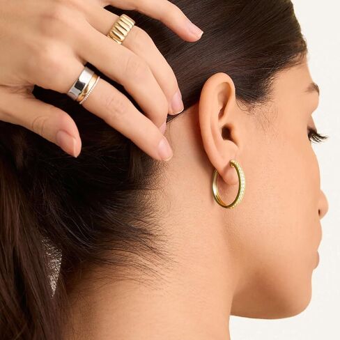 14K Gold Hoop Earrings Diamond Earrings Hoops Elegance Redefined Big Hoop Earrings 14K Gold Earrings Jewelry in Kuwait