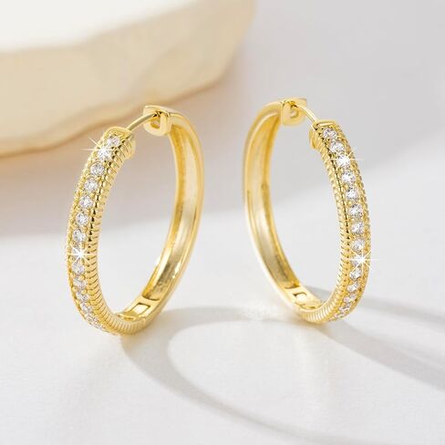 14K Gold Hoop Earrings Diamond Earrings Hoops Elegance Redefined Big Hoop Earrings 14K Gold Earrings Jewelry in Kuwait