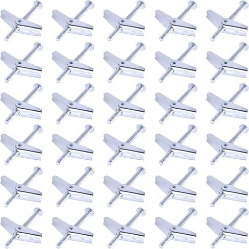 30 Pieces 1/8 Inch Heavy Duty Toggle Bolt and Wing Nut Assortment Kit, Perfect for Hanging Heavy Items on Drywall Inserted Bolt Wing Nuts in Saudi Arabia