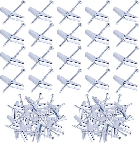 30 Pieces 1/8 Inch Heavy Duty Toggle Bolt and Wing Nut Assortment Kit, Perfect for Hanging Heavy Items on Drywall Inserted Bolt Wing Nuts in Saudi Arabia