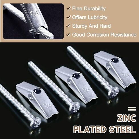 30 Pieces 1/8 Inch Heavy Duty Toggle Bolt and Wing Nut Assortment Kit, Perfect for Hanging Heavy Items on Drywall Inserted Bolt Wing Nuts in Saudi Arabia