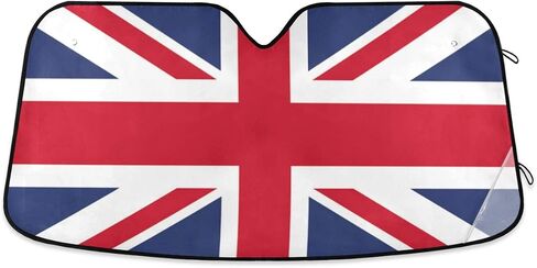 British Flag Union Jack UK Car Windshield Sun Shade Block UV Rays Sun Visor Protector Accordion Folding Sunshade Keep Vehicle Cool&Damage Free, Easy to Use, Fits Windshields of Various Sizes in Saudi Arabia
