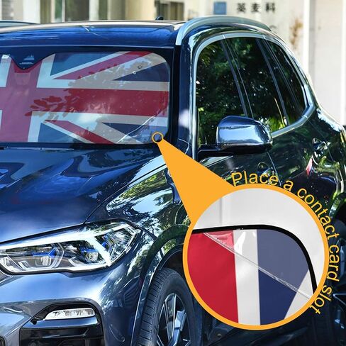 British Flag Union Jack UK Car Windshield Sun Shade Block UV Rays Sun Visor Protector Accordion Folding Sunshade Keep Vehicle Cool&Damage Free, Easy to Use, Fits Windshields of Various Sizes in Saudi Arabia