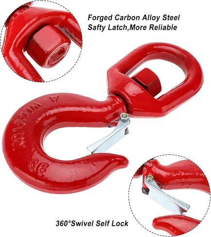 NORJIN 5T Swivel Hook, Heavy Duty Swivel Lifting Hook Grade 80 Crane Swivel Hook with Latch Forged Alloy Steel Swivel Eye Hook Lifting Hook, 11000lbs Working Load Limit in Kuwait