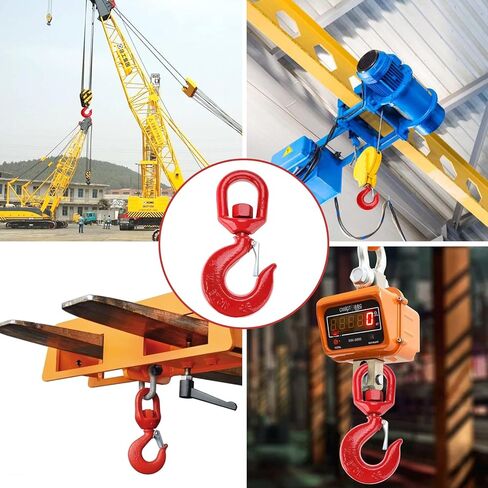 NORJIN 5T Swivel Hook, Heavy Duty Swivel Lifting Hook Grade 80 Crane Swivel Hook with Latch Forged Alloy Steel Swivel Eye Hook Lifting Hook, 11000lbs Working Load Limit in Kuwait