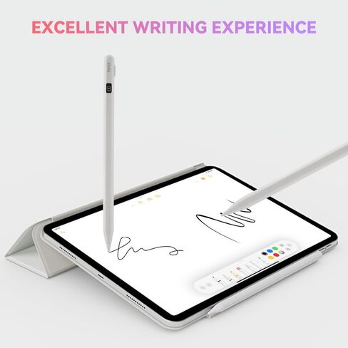 قلم iPad Pencil المغناطيسي، طاقة شاشة LED ذكية، متوافق مع قلم Apple (2018-2023) iPad 10/9/8/7/6، iPad Air، iPad Mini 6/5، iPad Pro 11 12.9 بوصة (أبيض) in Saudi Arabia