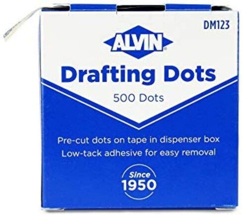 ALVIN Drafting Dots Model DM123 Low Tack Adhesive, Ideal for Drafting, Tracing, Drawing, and Household Use, Easy Removal with No Residue - 500 Dots, 7/8-inch Diameter in Saudi Arabia