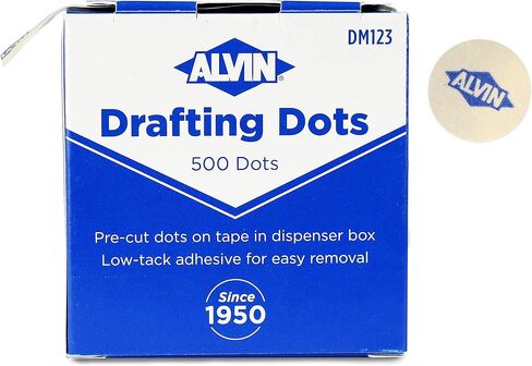 ALVIN Drafting Dots Model DM123 Low Tack Adhesive, Ideal for Drafting, Tracing, Drawing, and Household Use, Easy Removal with No Residue - 500 Dots, 7/8-inch Diameter in Saudi Arabia