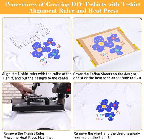 18Pcs Sublimation Accessories, Tshirt Ruler Guide Vinyl Alignment Tool, Heat Press Accessories, Teflon Sheet Non Stick 16x20", Heat Resistant Tape 0.4"x108ft, PVC T Shirt Rulers to Center Designs in Saudi Arabia
