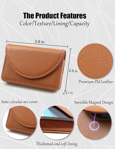 Business Card Holder, Minimalist Business Card Case, PU Leather Business Card Holder Case for Women/Men, Slim Business Card Holders With Magnetic Shut, Quick Access Cards（Multi Color Optional） in Saudi Arabia