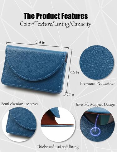 Business Card Holder, Minimalist Business Card Case, PU Leather Business Card Holder Case for Women/Men, Slim Business Card Holders With Magnetic Shut, Quick Access Cards（Multi Color Optional） in Saudi Arabia
