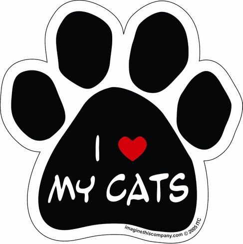 Paw Car Magnet, I Love My Cats, 5-1/2-Inch by 5-1/2-Inch in Saudi Arabia