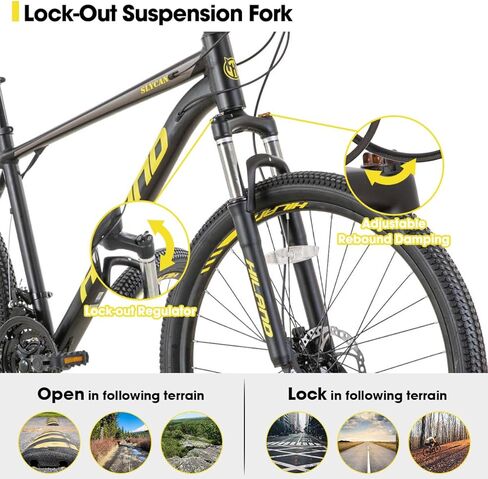 Hiland 27.5 inch Mountain Bike 21 Speeds, Lock-Out Suspension Fork, Aluminum 18 inch Frame Hydraulic Disc-Brake for Men Women Mens MTB Bicycle Adlut Bike in Saudi Arabia