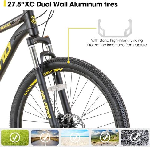 Hiland 27.5 inch Mountain Bike 21 Speeds, Lock-Out Suspension Fork, Aluminum 18 inch Frame Hydraulic Disc-Brake for Men Women Mens MTB Bicycle Adlut Bike in Saudi Arabia