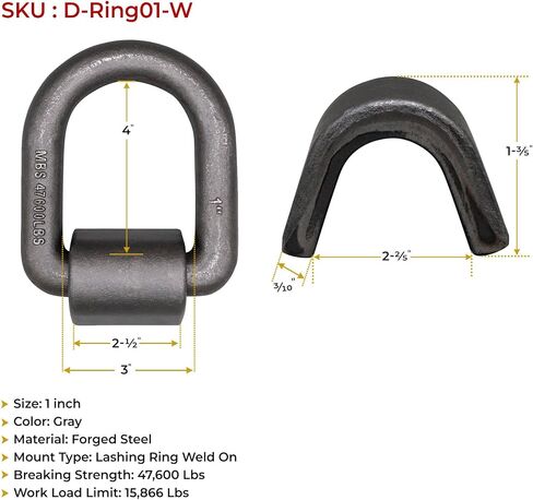 Mytee Products 1" Heavy Duty Weld-On Forged D Ring 47,600 Lbs in Saudi Arabia
