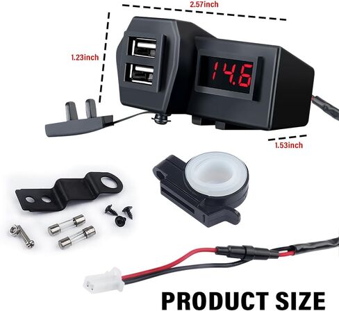 Motorcycle Phone Charger,[Upgraded Version] Voltage Digital Display Motorcycle USB Charger with 2 Port,ON/Off Switch & 2 Mounting Brackets,Universal 5V 3.1A Motorcycle USB Adapter in Saudi Arabia