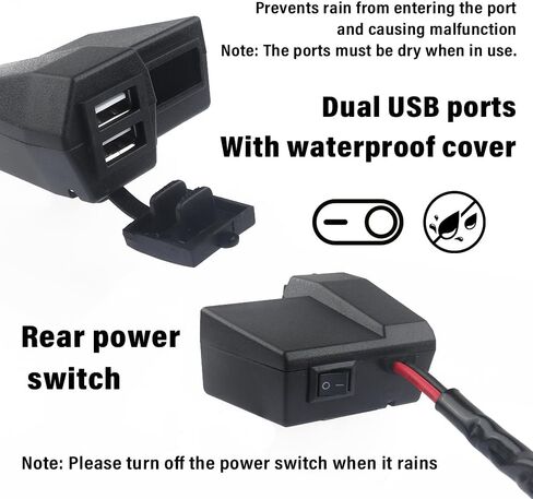 Motorcycle Phone Charger,[Upgraded Version] Voltage Digital Display Motorcycle USB Charger with 2 Port,ON/Off Switch & 2 Mounting Brackets,Universal 5V 3.1A Motorcycle USB Adapter in Saudi Arabia