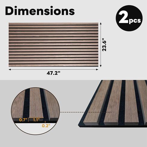 Nisorpa 2 PCS Acoustic Wood Wall Panels, 47.2’’ x 23.6’’ Slat Wall Paneling with Good Soundproofing Properties for Office Home Hotel in Saudi Arabia