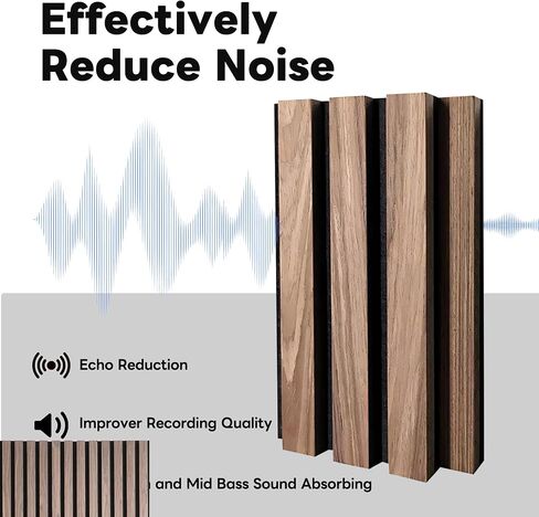 Nisorpa 2 PCS Acoustic Wood Wall Panels, 47.2’’ x 23.6’’ Slat Wall Paneling with Good Soundproofing Properties for Office Home Hotel in Saudi Arabia