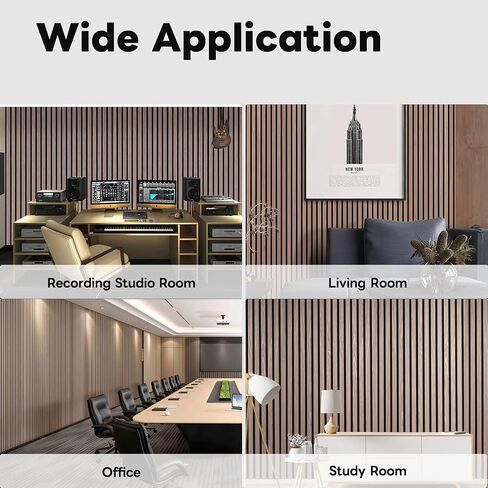 Nisorpa 2 PCS Acoustic Wood Wall Panels, 47.2’’ x 23.6’’ Slat Wall Paneling with Good Soundproofing Properties for Office Home Hotel in Saudi Arabia